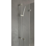 Hotbath Archie Barre de douche 90cm avec coude mural, flexible de douche 150cm et douchette inox SW230347