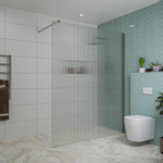 Fortifura Galeria inloopdouche - 160x200cm - ribbelglas - wandarm - PVD - geborsteld gunmetal (antraciet) SW877062