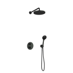 Hotbath Cobber IBS20A Ensemble de douche de tête encastré - bras mural 35 cm - douche de tête ronde 30 cm - douchette à main 3 jets - nickel brossé SW298922