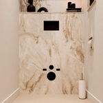 MONDIAZ HOPE Toiletplaat Set - solid surface achterwand - 100x125cm - Planchet 100x23cm - voorgeboord - Frappe SW1105196