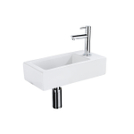FortiFura Fuente Pack Lave-mains - 40x22x11.5cm - 1 trou de robinet - céramique - robinet Chrome - Blanc brillant SW1111463