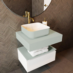 Mondiaz TOP 51 Plan vasque - 50x51x12cm - adapté pour plaque de recouvrement - Solid surface - Greey SW1024313