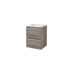Basic-Line Start 46 ensemble de meubles de salle de bain 50x46cm sans poignée 2 tiroirs vasque acrylique 1 trou pour robinet mfc scotch oak SW351501