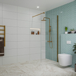 Fortifura Galeria inloopdouche - 90x200cm - helder - glas - wandarm - PVD - geborsteld koper SW876772