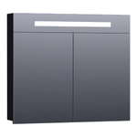 BRAUER Promise spiegelkast - 80x70x15cm - met directe verlichting - 2 enkelzijdige spiegeldeuren - mat zwart SW371697