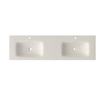 Saniclass Flow Meubelwastafel - 161x46x1.5cm - overloop - 2 wasbakken - 2 kraangaten - solid surface wit mat SW1441151