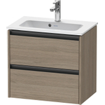 Duravit Ketho 2 meuble bas pour lavabo avec 2 tiroirs 61x39x54,9cm avec poignées chêne anthracite terra mat SW773039