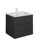 Crosswater Glide II Ensemble de meuble - 50x45x52cm - 2 tiroirs - sans poignées - Noir mat - lavabo blanc - 1 trou de robinet SW877006