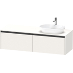 Duravit ketho 2 meuble sous lavabo avec plaque console avec 2 tiroirs pour lavabo à droite 160x55x45.9cm avec poignées blanc anthracite super mat SW772722