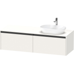 Duravit Ketho.2 Wastafelonderbouwkast - inclusief consoleplaat - met 2 laden - voor waskom rechts - 160x55x45.9cm - met handgrepen antraciet - wit supermat SW772722