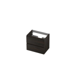 INK Wastafelonderkast - 60x40x52cm - 2 lades - greeploos - met houten keerlijst - MFC - Intens eiken SW439383