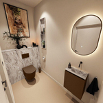 MONDIAZ TURE-DLUX Meuble toilette - 40cm - Rust - EDEN - vasque Glace - position droite - sans trou de robinet SW1103506