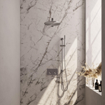 BRAUER Brushed Edition Douche de pluie encastrée thermostatique - boutons poussoirs - SET 62 - douche de tête 30cm - bras mural droit - douchette à main barre - flexible de douche - barre de douche intégrée - inox brossé PVD SW925490