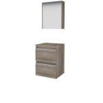 Basic-Line Comfort 46 ensemble de meubles de salle de bain 50x46cm sans poignée 2 tiroirs lavabo top armoire de toilette mfc scotch oak SW638910
