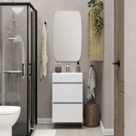 Xellanz mini ensemble de meubles de salle de bain 45x72x35cm 2 tiroirs lavabo céramique blanc 1 trou de robinetterie miroir blanc brillant SW916914