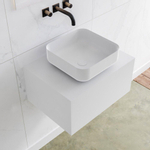 Mondiaz Lagom Meuble salle de bains 60x30.9x45cm Solid Surface Talc 1 tiroir avec lavabo BINX vasque à poser Centre sans trous de robinet SW409071