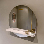 Mondiaz SPOT Badkamerspiegel - rond 50cm - spiegelplanchet - kleur Rosee SW1235590