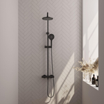 Brauer Black Edition Regendoucheset opbouw - hoofddouche 20cm - glijstang - handdouche rond 3 standen - gladde knoppen - mat zwart SW1164753
