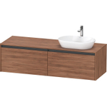 Duravit Ketho 2 meuble sous-lavabo avec plateau console avec 2 tiroirs pour vasque à droite 160x55x45.9cm avec poignées anthracite noyer mat SW771775
