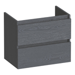 BRAUER Joy meuble sous-lavabo peu profond - 60x39x50cm - 2 tiroirs softclose - sans poignées - 1 découpe pour siphon - Timber Grey SW1201256
