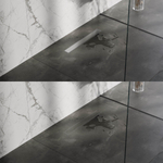 Brauer Caniveau de douche - 50x7x6.7cm - flasque de sol peu profonde - sortie latérale - grille de carrelage réversible - inox SW110917