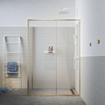 Sealskin Contour Porte coulissante avec paroi latérale 140x90x200cm verre de sécurité transparent 6mm avec revêtement anticalcaire Or brossé SW799411
