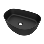 Arcqua Rocker vasque - 50x37x13cm - pose sur plan - droite - organique - marbre coulé noir mat SW927804