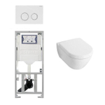 Villeroy & Boch Subway 2.0 Compact avec abattant ensemble WC avec réservoir encastré Geberit et plaque de commande Sigma20 blanc SW32463