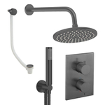 Crosswater MPRO ensemble de douche pluie encastré – douche de tête Ø 20 cm – douchette bâton – 2 leviers – vidage de baignoire – gunmetal SW1472586