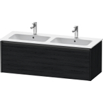 Duravit Ketho.2 Wastafelonderbouwkast - met 1 lade - voor dubbele wastafel - 128x48x44cm - met greep antraciet - eiken zwart mat SW772301