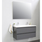 Basic Bella Meuble avec lavabo acrylique 100x55x46cm 2 trous de robinet avec miroir Anthracite mat SW398143