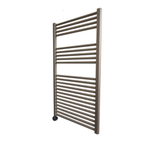 Sanicare Radiateur électrique - 111.8x60cm - 730W - design - thermostat - noir - en bas à gauche - aspect inox (argent) SW890905
