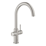 GROHE Blue Home Keukenkraan - 1-gats - C-uitloop - starterkit - Wifi - bleutooth - chilled en sparkling water - supersteel SW228368