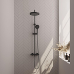 BRAUER Stripe Douche de tête thermostatique en applique - SET 02 - Douche de tête 25cm - Douchette à main 3 positions - Flexible de douche - noir mat SW1435114