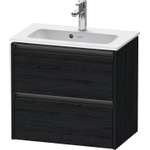 Duravit Ketho.2 Wastafelonderbouwkast - met 2 laden - 61x39x54.9cm - met grepen antraciet - eiken zwart mat SW772864