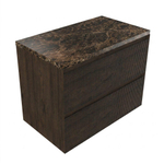 Saniclass Holz Atelier Badkamermeubelset - 80x45x63cm - Noche natuurstenen topblad dark emperador - 1 kraangat - 2 lades - mat eiken charcoal (hout) SW1478266