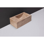 Forzalaqua Venetia Xs lave-mains - 29x16x10cm - vasque à droite - trou de robinet à gauche - travertin adouci (beige) SW67689