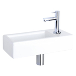 Differnz Hura Set lave-mains 38.5x18.5x9cm avec robinet droit chrome céramique Blanc SW285499
