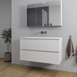 Adema Chaci Ensemble de meuble - 100x46x57cm - 1 vasque en céramique blanche - sans trou de robinet - 2 tiroirs - armoire de toilette - blanc mat SW856550