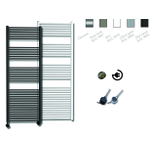 Sanicare radiateur électrique design 172 x 60 cm 1127 watts thermostat chrome en bas à gauche gris argenté SW890922