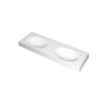 INK Smooth lavabo - 140x45x9cm - 2 vasques - 0 trous de robinet - polyston blanc mat SW798317