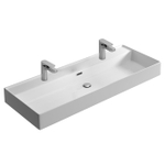 HR badmeubelen Kube Lavabo - 121x46x12cm - 1 cuve - 2 trous de robinet - céramique blanche SW707763