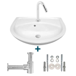Nemo Start Star ensemble lavabo 45x33cm avec trop-plein incluant siphon et robinet d'eau froide porcelaine blanc SW385465