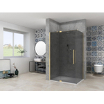 Van Rijn Products ST08 Vaste wand - 120x200cm - grijs rookglas - dikte 8mm - muurprofiel - Messing SW956398