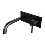 BRAUER Black Carving Wastafelmengkraan inbouw - inclusief inbouwdeel - gebogen uitloop links - hendel lang smal carving- afdekplaat - mat zwart SW716140