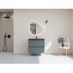 HR badmeubelen Infinity XXL 3D Ensemble meuble de salle de bains - 80 cm - 1 lavabo en céramique djazz noir mat - 1 trou de robinet - 2 tiroirs - pétrole mat SW863454