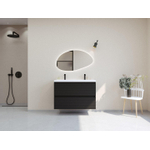 HR badmeubelen Infinity XXL 3D Ensemble meuble de salle de bains - 100 cm - 1 lavabo en céramique djazz blanc - 2 trous de robinet - 2 tiroirs - noir mat SW863472