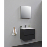 Basic Bella Meuble lavabo acrylique avec 1 trou de robinet avec armoire de toilette à 1 porte grise 60x55x46cm Flat Pack Anthracite mat SW538831