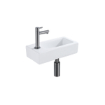 QeramiQ Fuente fonteinset – 37.5x18.5x9 cm – keramiek wit glans – kraangat links – kraan geborsteld gunmetal SW1232760