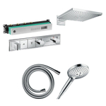 Hansgrohe Raindance E Ensemble de douche - élément encastré - flexible de douche - pomme de douche - bras de douche - robinet de douche - élément encastré robinet de douche - chrome SW1208486